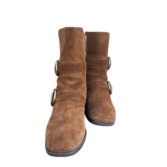 Stuart Weitzman Britain Reserve Suede Bootie - Brown - Moto Biker - 6 M - Picture 7 of 11